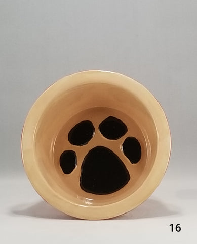 Paw Print Pet Bowl with Paw Print on Inside