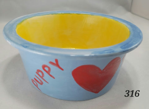 Paw Print Pet Bowl with Paw Print on Inside