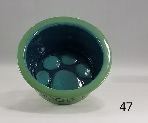 Paw Print Pet Bowl with Paw Print on Inside