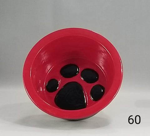 Paw Print Pet Bowl with Paw Print on Inside