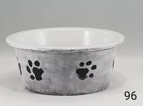 Paw Print Pet Bowl with Paw Print on Inside